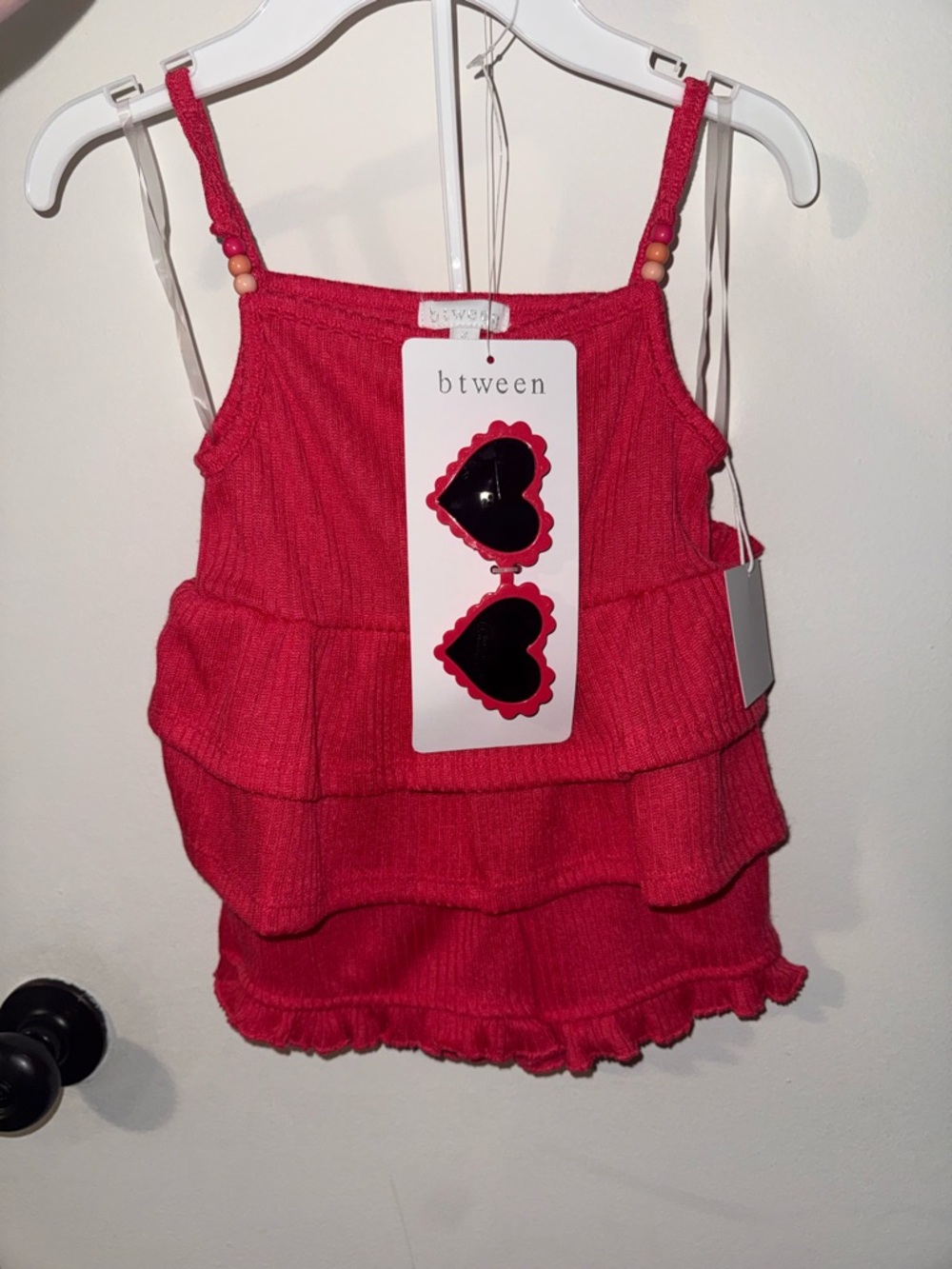 Between Girls' Bright Pink Ruffle Tank Top